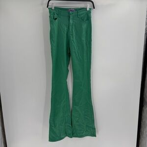 Edikted Luna st patricks Faux Leather College Green Flared Pants Size 24